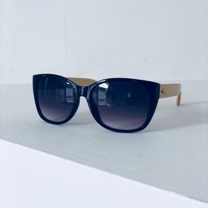 Cateye Black Sunglasses with Wood Temples